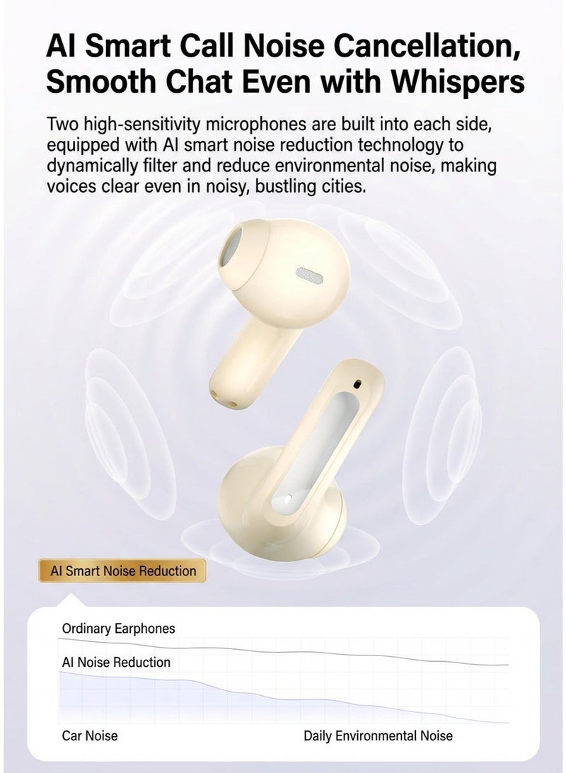 لينوفو سماعات لينوفو EA140 اللاسلكية الحقيقية، سماعات بلوتوث 5.4 الجديدة مع صوت ستيريو HiFi، تصميم مدمج، تحكم باللمس، ميكروفون HD للمكالمات، سماعات خفيفة الوزن - أسود - Image 4