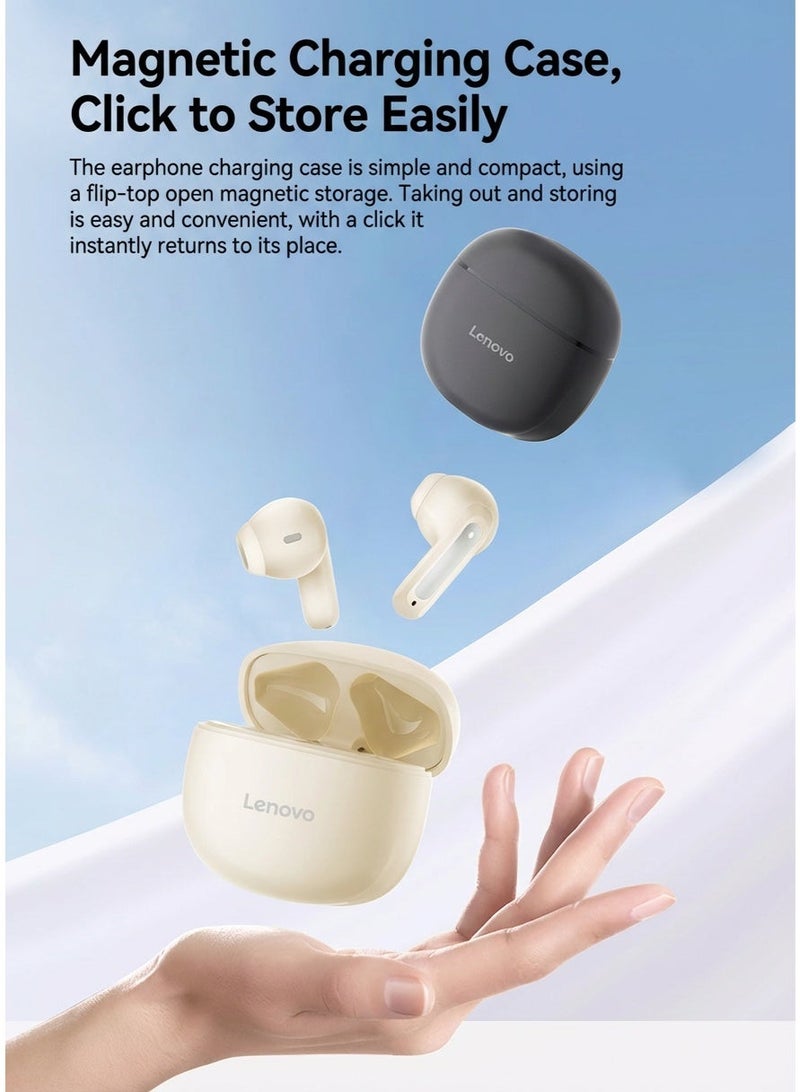 لينوفو سماعات لينوفو EA140 اللاسلكية الحقيقية، سماعات بلوتوث 5.4 الجديدة مع صوت ستيريو HiFi، تصميم مدمج، تحكم باللمس، ميكروفون HD للمكالمات، سماعات خفيفة الوزن - أسود - Image 5