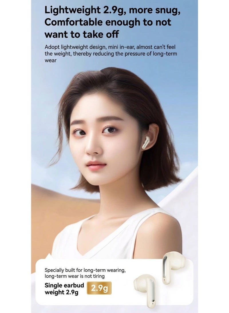 لينوفو سماعات لينوفو EA140 اللاسلكية الحقيقية، سماعات بلوتوث 5.4 الجديدة مع صوت ستيريو HiFi، تصميم مدمج، تحكم باللمس، ميكروفون HD للمكالمات، سماعات خفيفة الوزن - أسود - Image 3