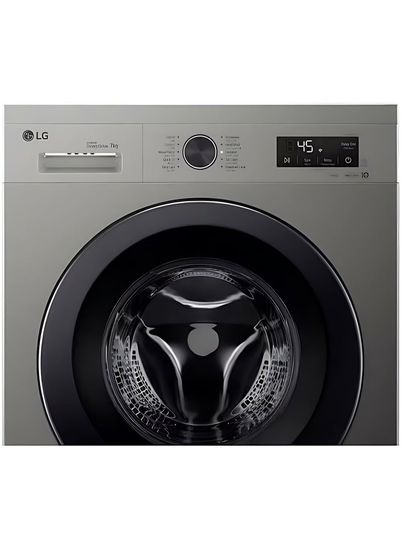 LG Front Load Washing Machine 7kg, 1400RPM, inverter motor, Smart ThinQ, Wi-Fi 7 kg F4Y2QYG6P Platinum Silver - Image 3