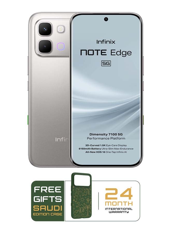Infinix Note Edge Dual SIM Lunar Titanium 8GB 256GB 5G - Middle East Version With case and headphone and screen with 6 months warranty - Image 2