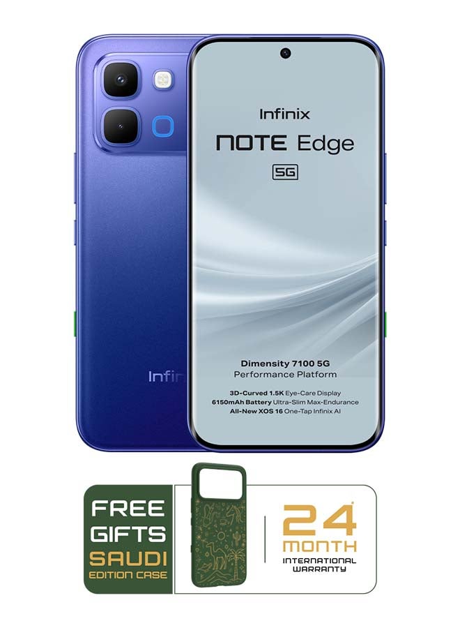 Infinix Note Edge Dual SIM Stellar Blue 8GB 256GB 5G - Middle East Version With case and headphone and screen with 6 months warranty - Image 2