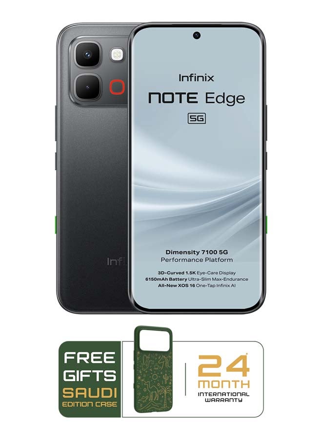 Infinix Note Edge Dual SIM Shadow Black 8GB 256GB 5G - Middle East Version With case and headphone and screen with 6 months warranty - Image 2
