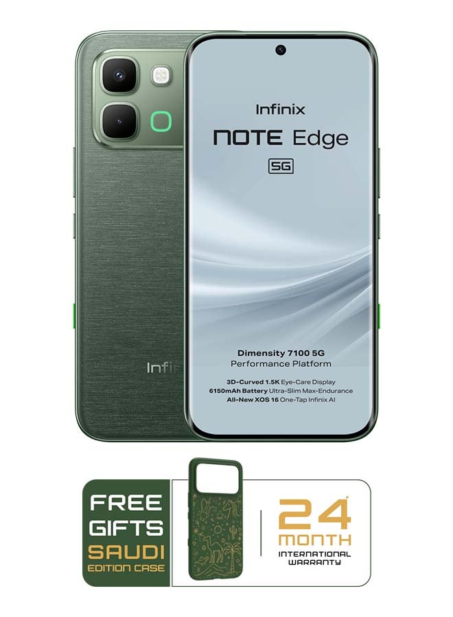Infinix Note Edge Dual SIM Silk Green 8GB 256GB 5G - Middle East Version With case and headphone and screen with 6 months warranty - Image 2