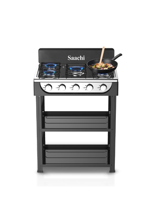 ساتشي موقد غاز فاخر 5 شعلات مع حامل - طهي فعال بالغاز المسال، تصميم سهل التنظيف - Image 2