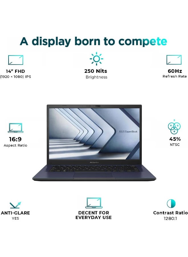 ASUS ExpertBook B1 B1402CVA Laptop | Intel Core i7-1355U | 16GB DDR4 RAM |1TB SSD | Intel Iris Xᵉ Graphics | 14" FHD Anti-glare LED display | Backlit Chiclet Keyboard | Windows 11 Pro Star Black - Image 1