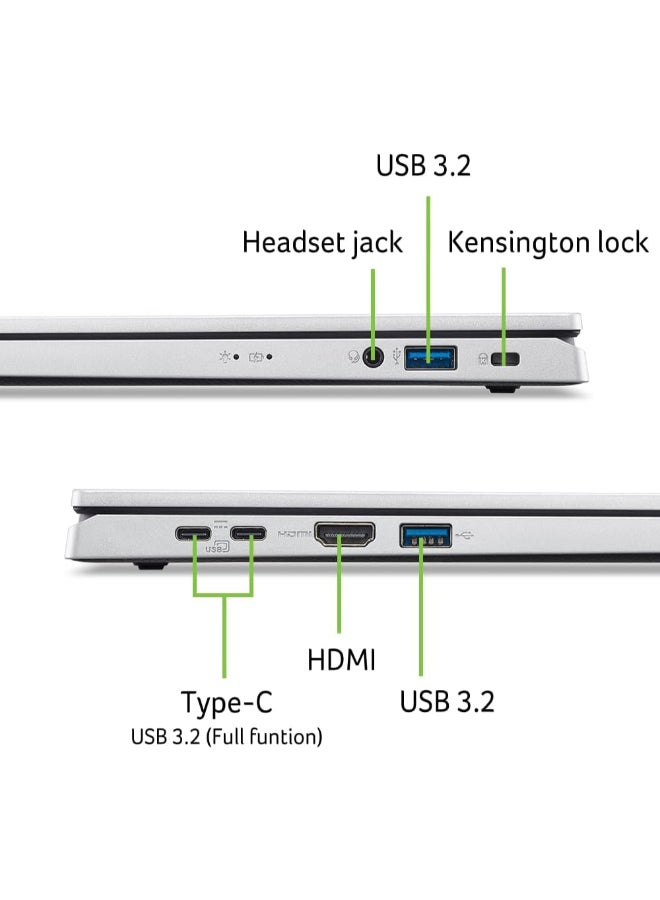 Acer Aspire Go 15( Upgraded) AI Ready Laptop | 15.6" Full HD (1920 x 1080) IPS Display | Intel Core 3 Processor N355 | Intel Graphics | 8GB DDR5 | 128GB UFS | Wi-Fi 6 | Eng/Arb Keyboard Windows 11 Home silver - Image 2