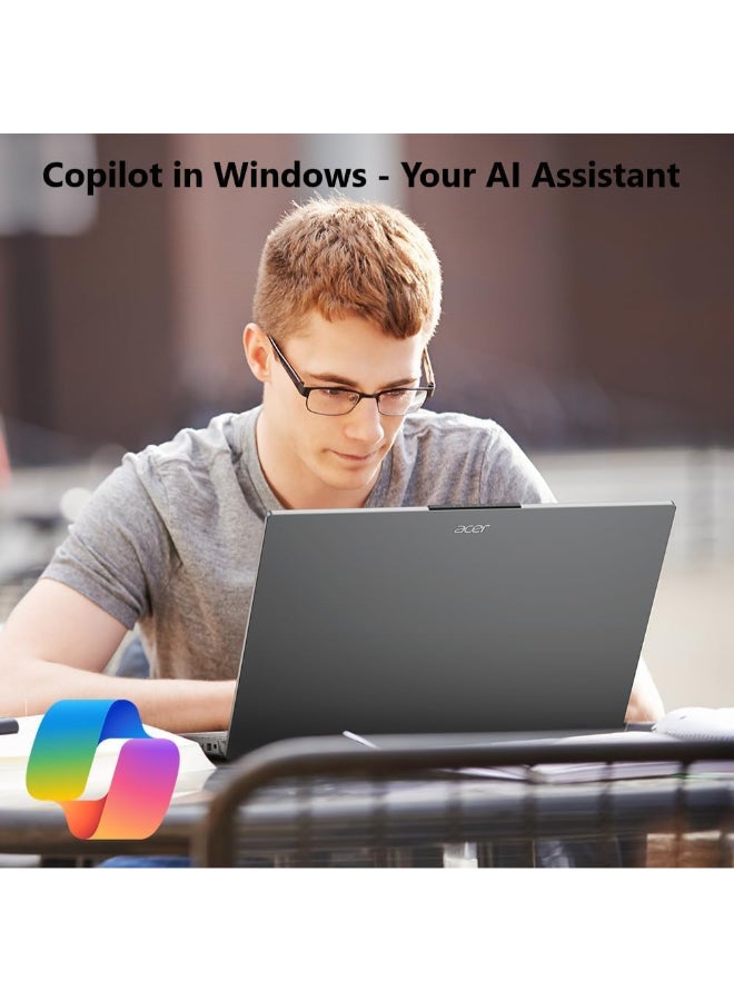 أيسر Aspire Go 15 Laptop, 15.3" WUXGA IPS Display, Intel Core i5-1334U, AI Copilot, Long Battery Life, FHD Webcam, Windows 11, (16GB RAM | 1TB PCIe SSD) IRON - Image 2