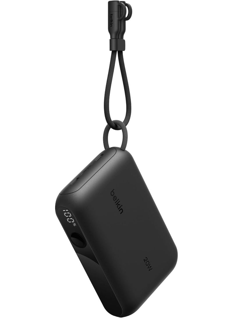 بيلكين شاحن محمول من Belkin، باور بانك نحيف بمنفذ USB-C سعة 10,000 مللي أمبير/ساعة مع USB-C، شاشة رقمية للبطارية، شحن بقدرة 20 واط لسلسلة iPhone 16 وiPhone 15 وSamsung Galaxy S25 وS24 وPixel 9 وiPad - أسود - Image 1