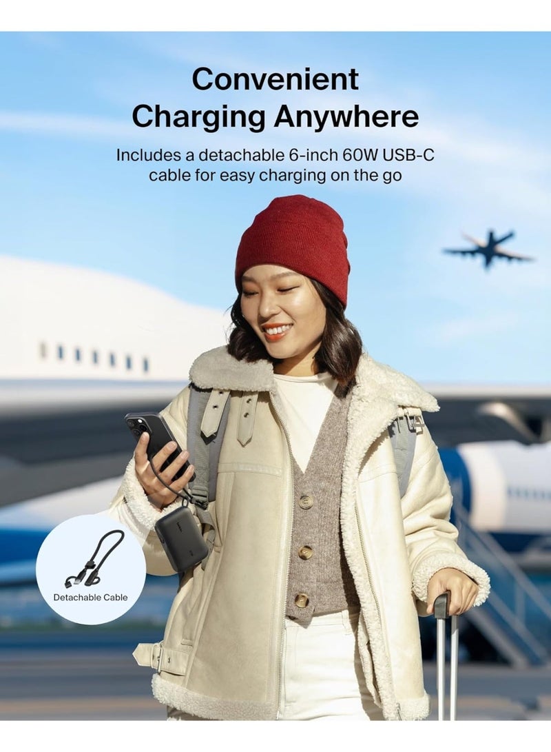 بيلكين شاحن محمول من Belkin، باور بانك نحيف بمنفذ USB-C سعة 10,000 مللي أمبير/ساعة مع USB-C، شاشة رقمية للبطارية، شحن بقدرة 20 واط لسلسلة iPhone 16 وiPhone 15 وSamsung Galaxy S25 وS24 وPixel 9 وiPad - أسود - Image 5