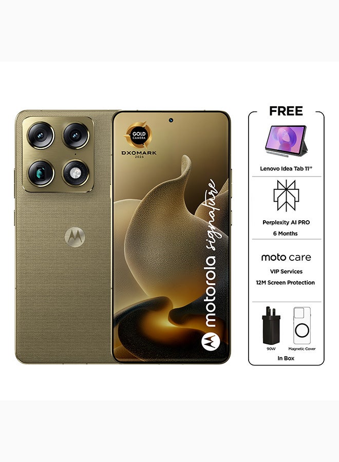 موتورولا هاتف موتورولا إيدج 70 5G ثنائي الشريحة بانتون مارتيني أوليف (ذهبي) 16 جيجابايت رام 512 جيجابايت مع هدايا مجانية عند الطلب المسبق - النسخة الشرق أوسطية - Image 1