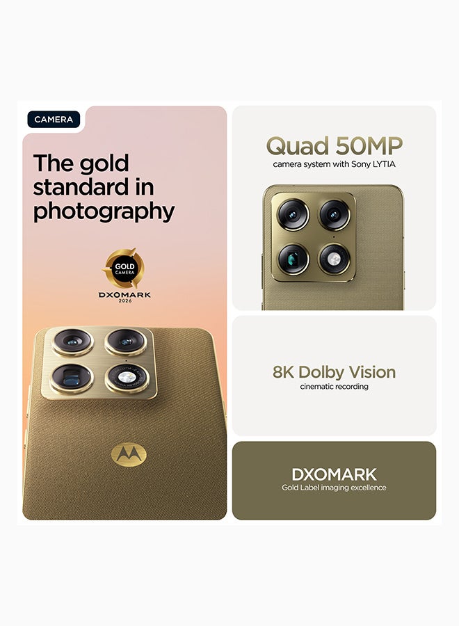 موتورولا هاتف موتورولا إيدج 70 5G ثنائي الشريحة بانتون مارتيني أوليف (ذهبي) 16 جيجابايت رام 512 جيجابايت مع هدايا مجانية عند الطلب المسبق - النسخة الشرق أوسطية - Image 3