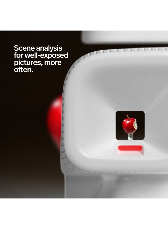 بولارويد Flip Instant Film Camera Starter Set | Iconic Flip Design, Sonar Autofocus, Bluetooth App Control, Hyperfocal 4-Lens System, Built-in Powerful Flash | Includes 8 Exposures Color i-Type Film - White - Image 5