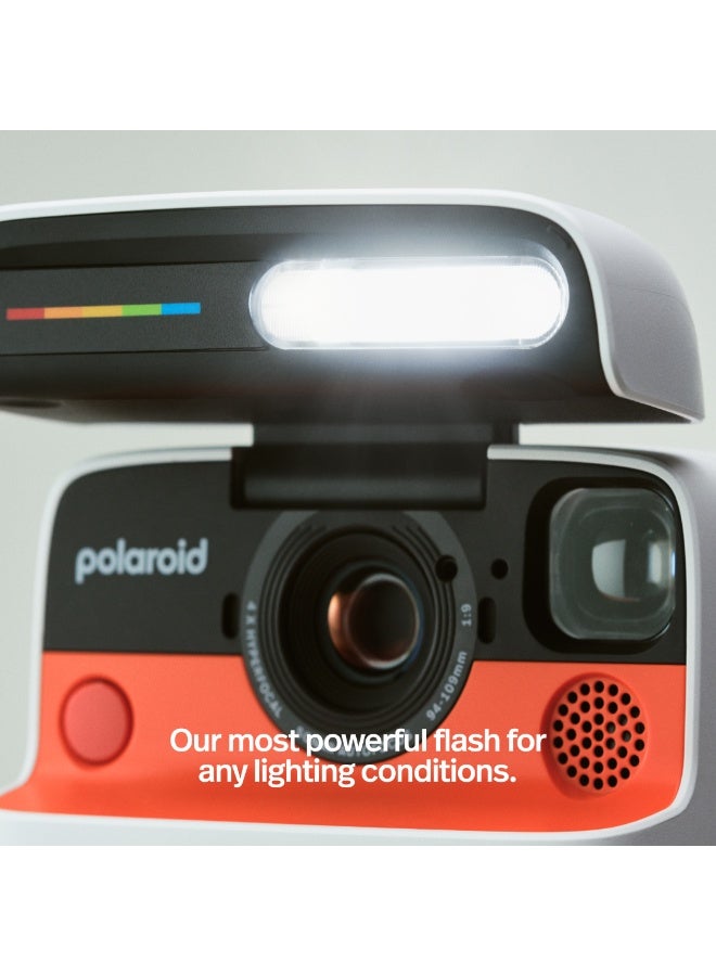 بولارويد Flip Instant Film Camera Starter Set | Iconic Flip Design, Sonar Autofocus, Bluetooth App Control, Hyperfocal 4-Lens System, Built-in Powerful Flash | Includes 8 Exposures Color i-Type Film - White - Image 4