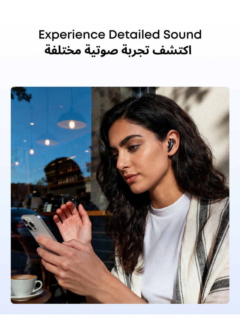 ساوند كور سماعات ساوندكور ليبرتي من أنكر، تصميم نصف داخل الأذن، زعانف أذن قابلة للإزالة، إلغاء الضوضاء التكيفي في الوقت الحقيقي، شحن سريع، سماعات أذن بلوتوث لاسلكية، سماعات ترجمة، 30 ساعة من وقت التشغيل - Image 4