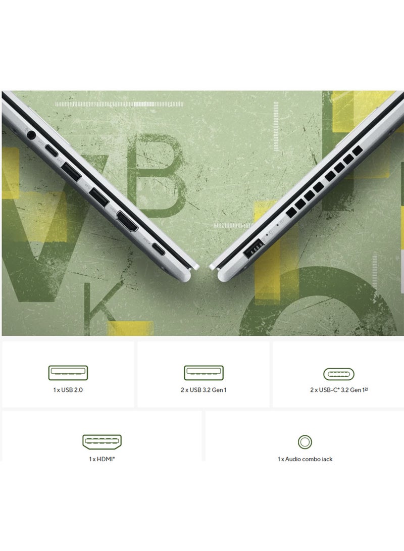 ASUS Vivobook 15 Laptop With 15 Inch Full HD (1920x1080) Display, AMD Ryzen 7-170 Processor/16GB RAM DDR5/512GB SSD/Windows 11 Home/AMD Radeon Graphics/ English/Arabic Cool Silver - Image 5