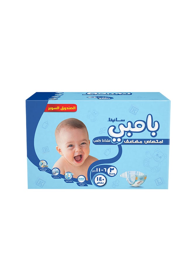 سانيتا بامبي حفاضات أطفال حجم متوسط 3 (6-11 كجم) سوبر باك - Image 4