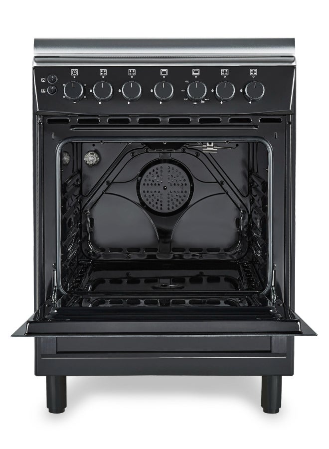 Hoover 60x60 Full Gas Cooker with 4 Gas Burners(1 Wok), Full Safety,Gas Oven & Grill, Auto Ignition, Cast Iron Support, Convection Fan, Oven Lamp, Double Glazed Door 1-YearWarranty Black HGC-G604G-RB black - Image 4