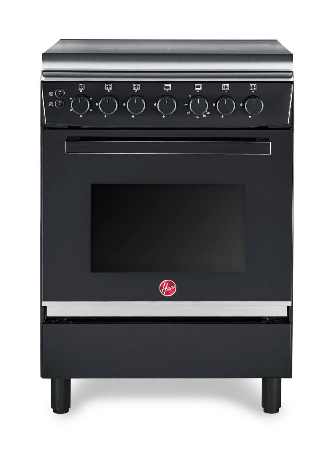 Hoover 60x60 Full Gas Cooker with 4 Gas Burners(1 Wok), Full Safety,Gas Oven & Grill, Auto Ignition, Cast Iron Support, Convection Fan, Oven Lamp, Double Glazed Door 1-YearWarranty Black HGC-G604G-RB black - Image 1