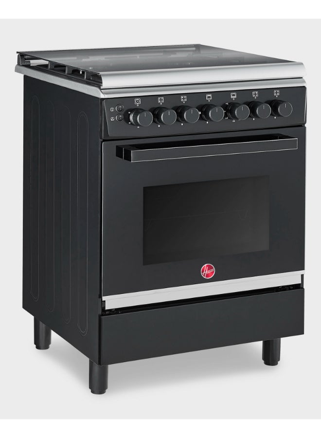 Hoover 60x60 Full Gas Cooker with 4 Gas Burners(1 Wok), Full Safety,Gas Oven & Grill, Auto Ignition, Cast Iron Support, Convection Fan, Oven Lamp, Double Glazed Door 1-YearWarranty Black HGC-G604G-RB black - Image 3
