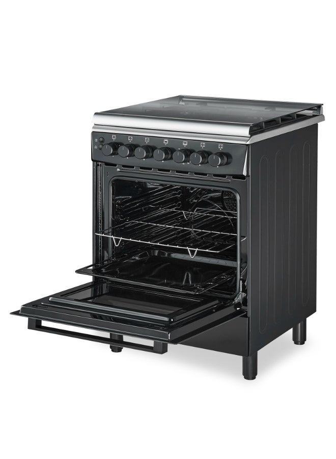 Hoover 60x60 Full Gas Cooker with 4 Gas Burners(1 Wok), Full Safety,Gas Oven & Grill, Auto Ignition, Cast Iron Support, Convection Fan, Oven Lamp, Double Glazed Door 1-YearWarranty Black HGC-G604G-RB black - Image 5