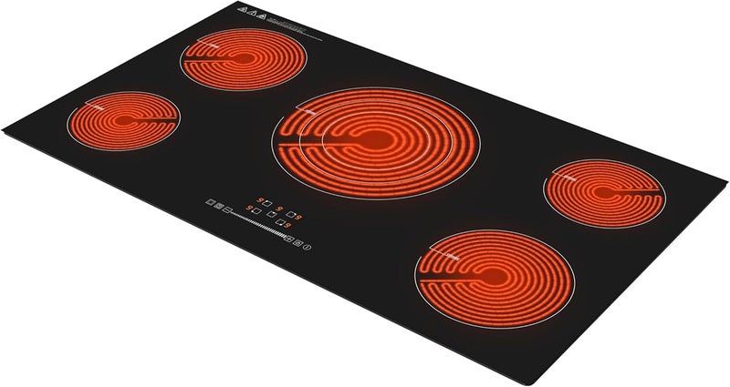هوفر Hoover 90CM 5-Zone Ceramic Hob, Touch Control, 9 Power Settings, 99-Min Timer, Child Lock, Automatic Safety Shut-Off HEH-W95C-GBI black - Image 4