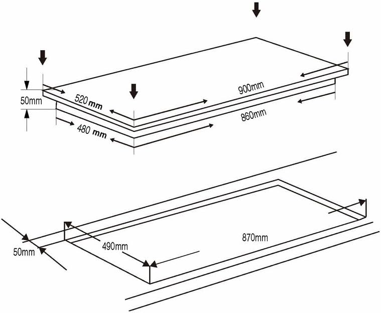 هوفر Hoover 90CM 5-Zone Ceramic Hob, Touch Control, 9 Power Settings, 99-Min Timer, Child Lock, Automatic Safety Shut-Off HEH-W95C-GBI black - Image 2