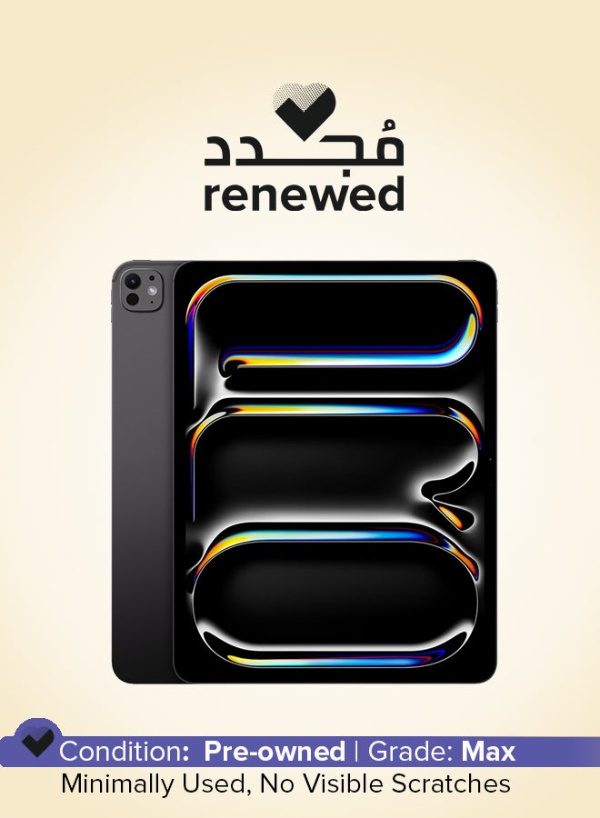 ابل  تجديد - آيباد برو 2024 (الجيل السابع) M4 13 بوصة، 256 جيجابايت، 5G، واي فاي، أسود فضائي مع زجاج قياسي - النسخة الدولية - Image 1
