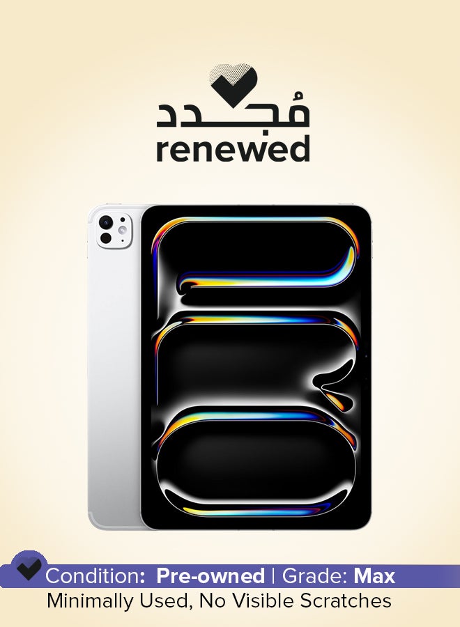 ابل  Renewed - iPad Pro - 2024 ( 5th Generation) M4 11-Inch, 256GB, WiFi, Silver With Standard Glass - International Version - Image 1