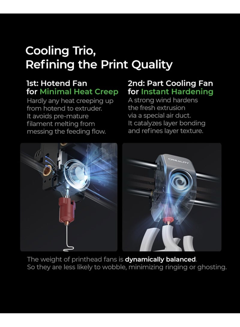 كريليتي 3D طابعة، طابعات ثلاثية الأبعاد احترافية بسرعة قصوى 600 مم/ث، كاميرا ذكية، مستوى تلقائي وناقل مباشر خالي من الانسداد، حجم الطباعة 22×22×25 سم، تدعم خيوط الألياف الكربونية للطباعة عالية الحرارة، K1C 2025 - Image 5