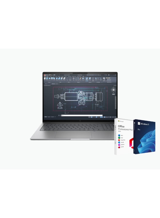 HP ZBook 8 G1i Mobile Workstation, Intel Ultra 7 255H, 32GB DDR5 RAM, 1TB SSD Storage, 16 Inch WUXGA Touchscreen, Nvidia RTX 500 Ada 4GB GDDR6, Windows 11 Pro, + Life Time Office 2024 English Moonstone Silver - Image 1