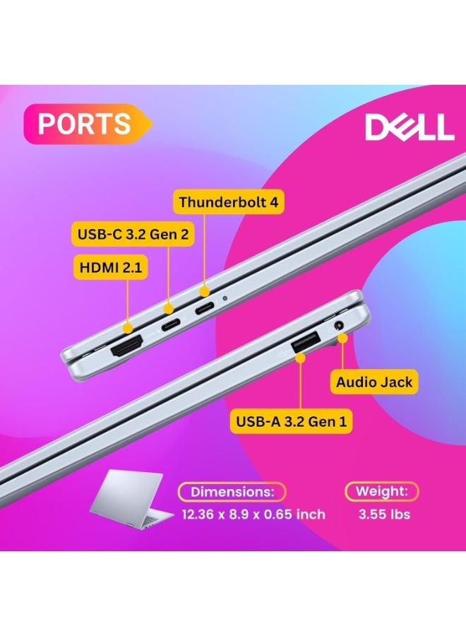 ديل 14 Plus 2-in-1 AI Ready Laptop, 14" 2K Touchscreen, Core Ultra 7 256V(>i9-12900K), Copilot+ PC, Backlit Keyboard, WiFi 7, Thunderbolt 4, Windows 11 Home,Ice Blue(16GB DDR5 RAM | 2TB SSD) English Ice Blue - Image 4