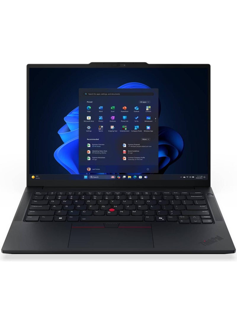 لينوفو ThinkPad E14 Gen 7 Laptop, 14" WUXGA IPS 60Hz Display, Intel Core 7 240H, 16GB RAM, 512GB SSD, Intel Graphics/ DOS English Black - Image 1