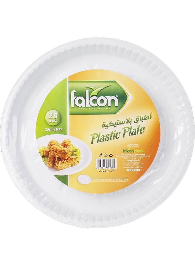 Falconpack Falcon Plastic Round Plate 26Cm 25'S White 25cm - Image 1