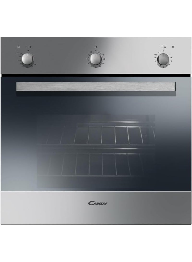 كاندي Candy 60 cm Built‑In 55 L Gas Oven, Stainless Steel, Multifunction + Rotisserie — FLG 203/1 X FLG 203/1x Saso silver - Image 1
