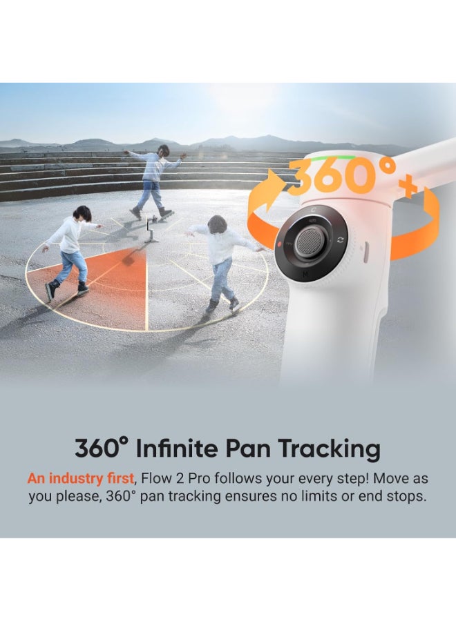 Insta360 Flow 2 Pro AI Tracker Bundle | Industry-First AI Phone Gimbal with Apple DockKit, Pioneering 360º Pan Tracking, Free Tilt, Built-in Tripod/Selfie Stick, Portable Vlog/Travel Stabilizer - Grey - Image 3