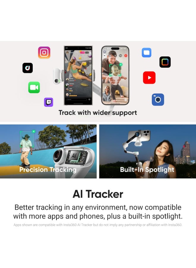Insta360 Flow 2 Pro AI Tracker Bundle | Industry-First AI Phone Gimbal with Apple DockKit, Pioneering 360º Pan Tracking, Free Tilt, Built-in Tripod/Selfie Stick, Portable Vlog/Travel Stabilizer - Grey - Image 2