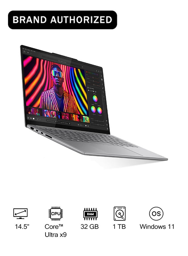 Yoga Pro 7 14IAH10 (Luna Grey), Intel Core Ultra 9 285H, 32GB RAM, 1TB SSD, Integrated Intel Arc 140T GPU, 14.5" 3K OLED 120Hz Display, Win11 [83KF0024AX] + 2Y Premium Care Luna Grey image 2
