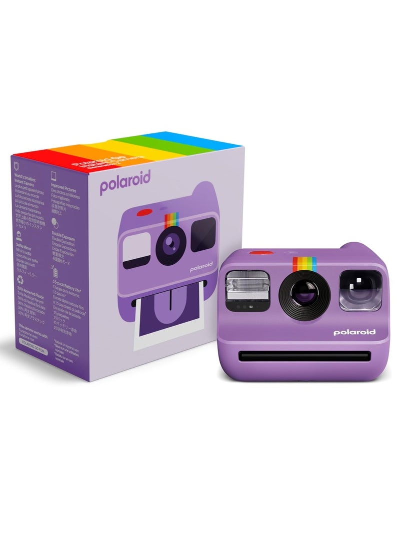 بولارويد Go Instant Camera Generation 2 - World's Smallest Analog Pocket Camera with Selfie Mirror, Self-Timer, Double Exposure, USB-C Rechargeable & Go Film Compatible - Purple - Image 1