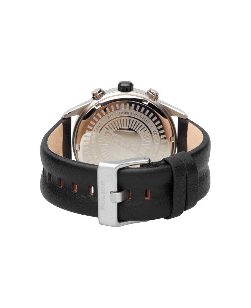 POLICE Men's Weston Blue Dial Leather Strap Multifunction Watch for Men, 46mm - Image 3