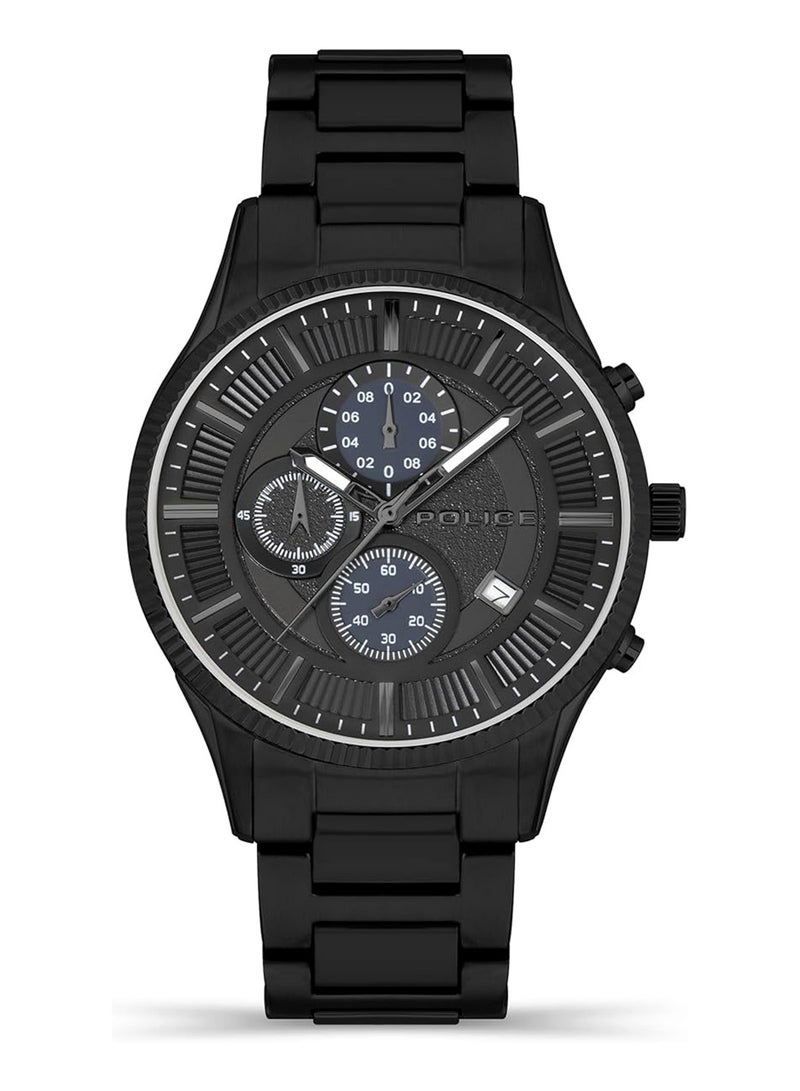 POLICE Men's Vault Black Dial Stainless Steel Bracelet Chronograph Watch for Men, 44mm - Image 1