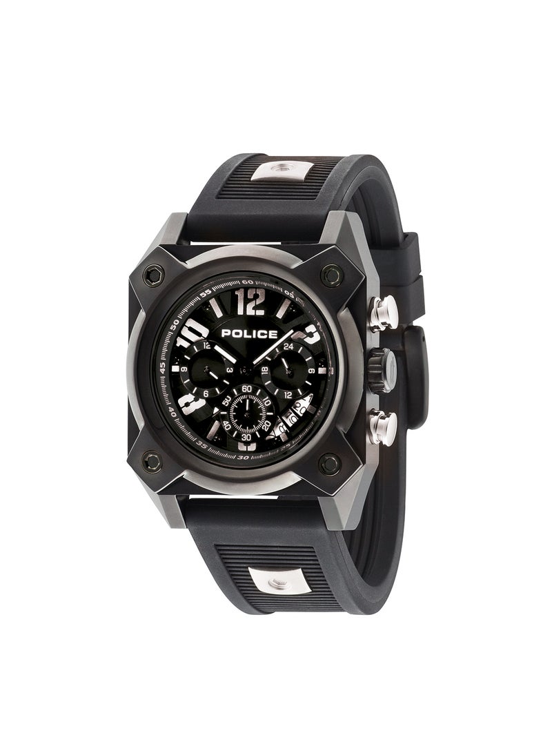 Men's Helix Black Dial Silicone Strap Chronograph Watch for Men, 44mm