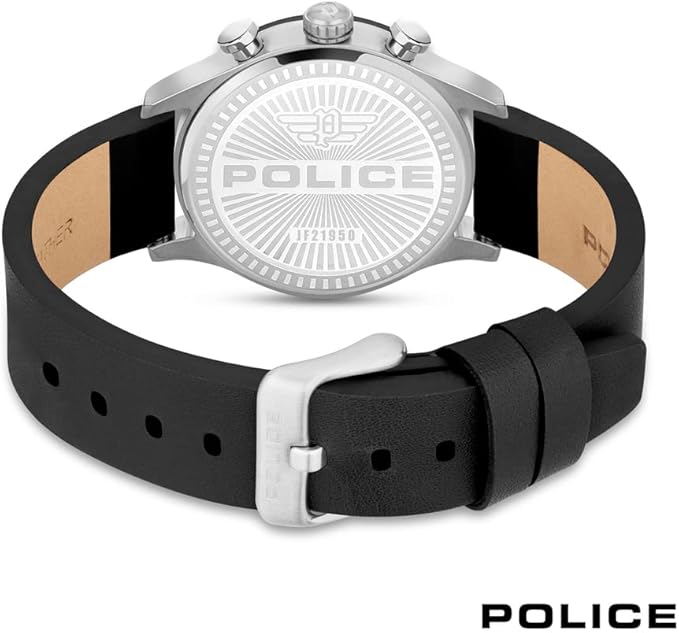 POLICE Men's Barter Black Dial Leather Strap Multifunction Watch for Men, 44mm - Image 4