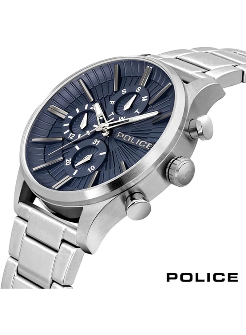 POLICE Men's Barter Black Dial Leather Strap Multifunction Watch for Men, 44mm - Image 2