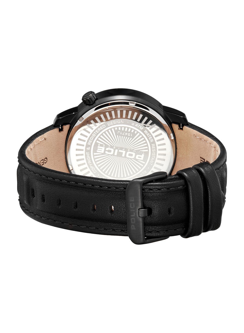 POLICE Men's Key West Brown Dial Leather Strap Multifunction Watch for Men, 48mm - Image 2