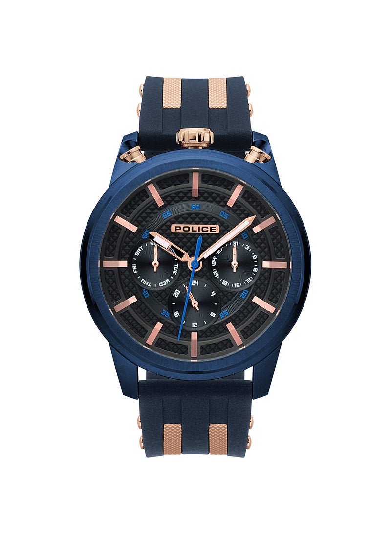 POLICE Men's Upside Black Dial Silicone Strap Multifunction Watch for Men, 50mm - Image 1