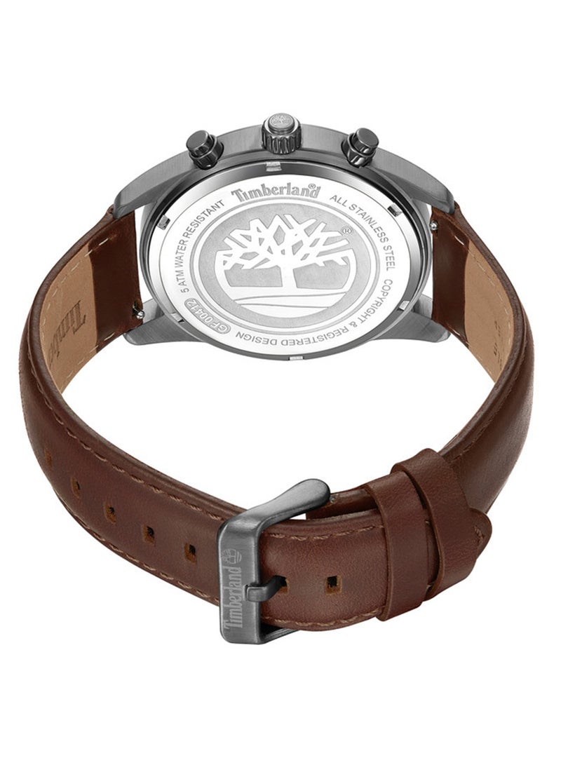 ساعة موهيجان بقرص رمادي معدني وحزام جلد للرجال، 46 مم - view 3