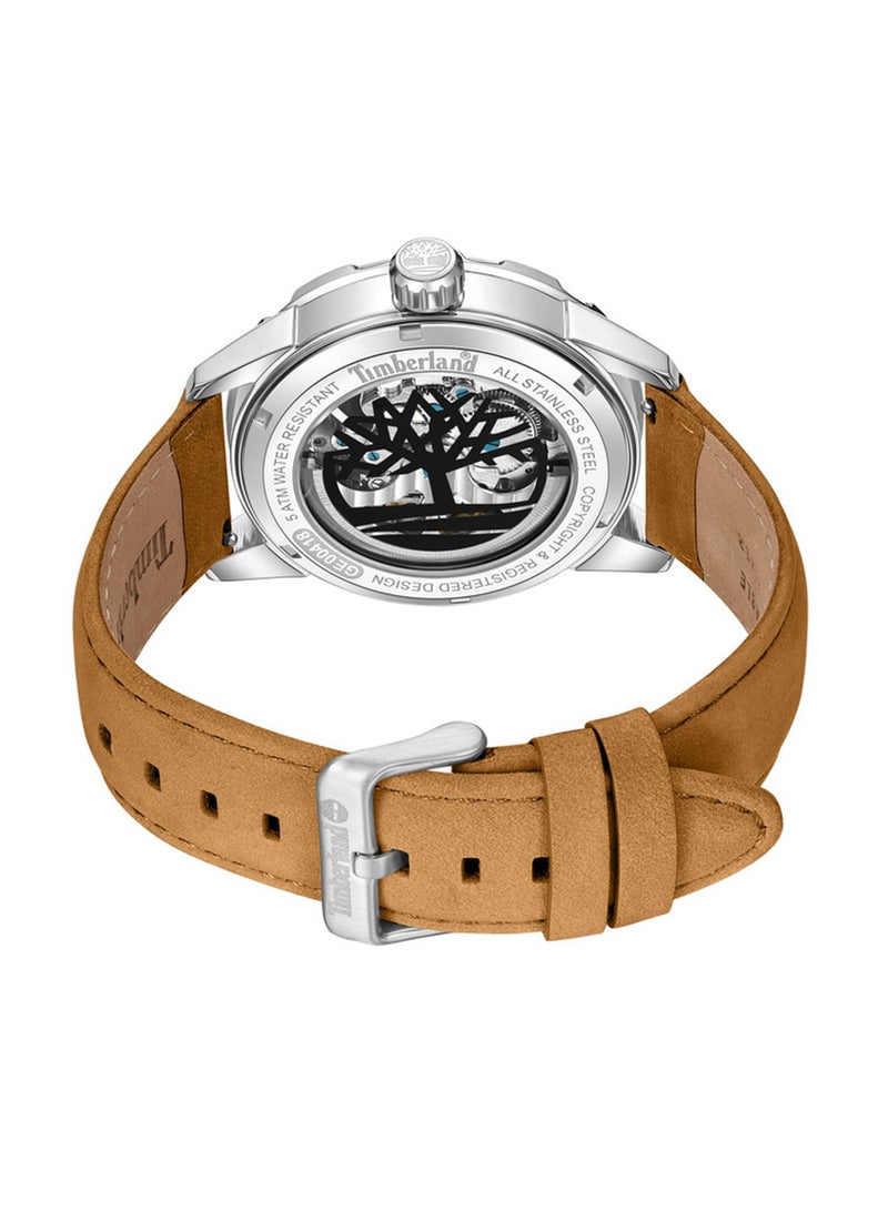 ساعة موهيجان بقرص رمادي معدني وحزام جلد للرجال، 46 مم - view 2