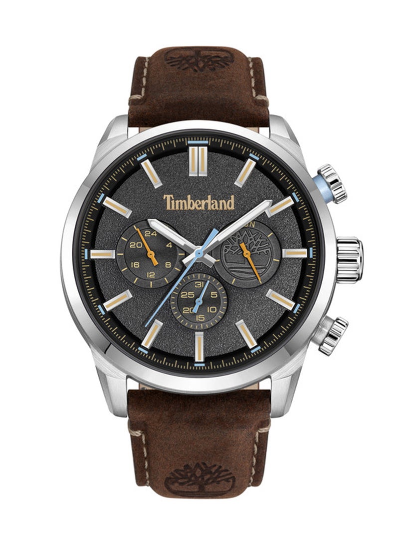Timberland Men's Henniker II Grey Dial Leather Strap Multifunction Watch for Men, 46mm - Image 1