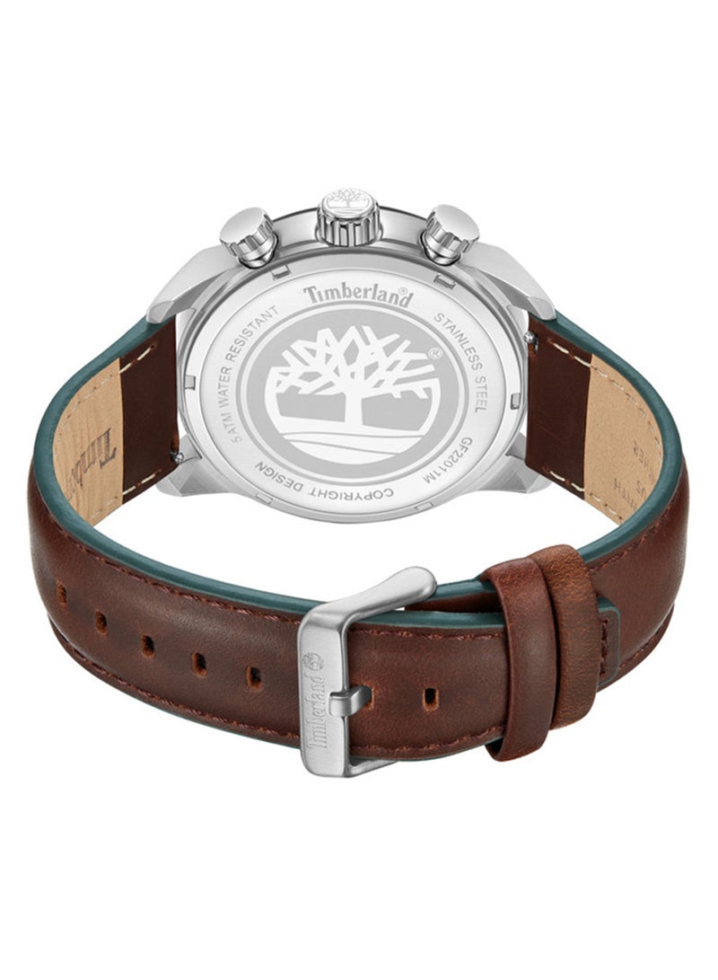 Timberland Men's Henniker II Grey Dial Leather Strap Multifunction Watch for Men, 46mm - Image 3